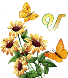 GIF animado (36960) Letra u flores mariposas