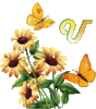 GIF animado (36960) Letra u flores mariposas