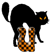 Imagen GIF de Letra u gato negro animado