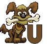GIF animado (31698) Letra u perro hueso