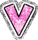 GIF animado (33381) Letra v corazones glitter rosa