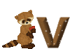 GIF animado (30334) Letra v mapache