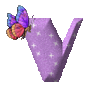 GIF animado (30579) Letra v mariposa romantica