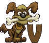 GIF animado (31699) Letra v perro hueso