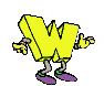 GIF animado (39759) Letra w amarilla brazos piernas