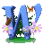 GIF animado (36883) Letra w azul flores