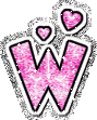 GIF animado (33382) Letra w corazones glitter rosa
