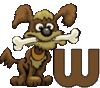 GIF animado (31700) Letra w perro hueso