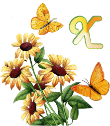 GIF animado (36963) Letra x flores mariposas