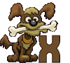 GIF animado (31701) Letra x perro hueso