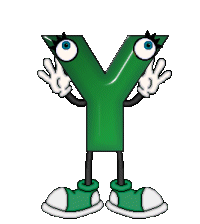 Imagen GIF de Letra y muneco verde animado