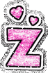 GIF animado (33385) Letra z corazones glitter rosa