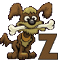GIF animado (31703) Letra z perro hueso