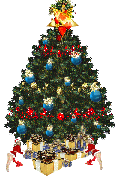 GIF animado (57954) Arbol de navidad con paquetes de regalo