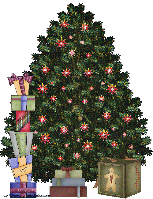 GIF animado (57955) Arbol de navidad con paquetes de regalo