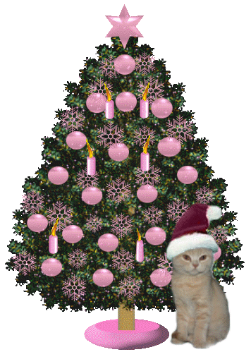GIF animado (58087) Arbol navidad rosa gato