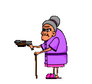 GIF animado (70659) Abuela pistola baston