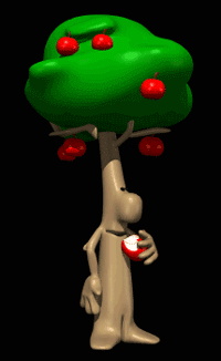 GIF animado (72843) Arbol comiendo manzanas