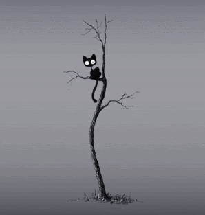 GIF animado (72824) Arbol seco gato negro
