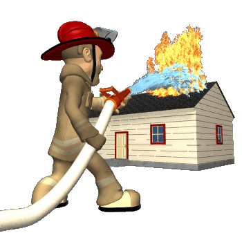 GIF animado (71497) Bombero apagando un casa en llamas