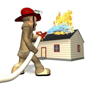 GIF animado (71498) Bombero apagando un casa en llamas