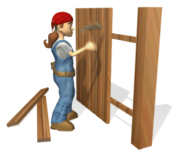 GIF animado (71571) Carpintero construyendo una valla