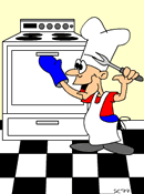 GIF animado (71743) Cocinero asando un pavo poco hecho