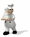 GIF animado (71763) Cocinero llevando la tarta de boda