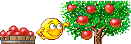 GIF animado (73266) Emoticono cogiendo manzanas