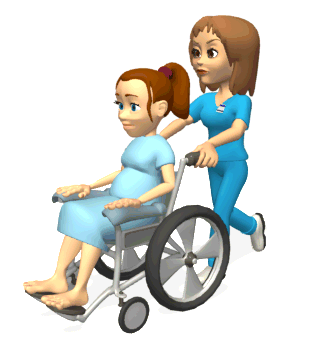 GIF animado (71880) Enfermera empujando a embarazada