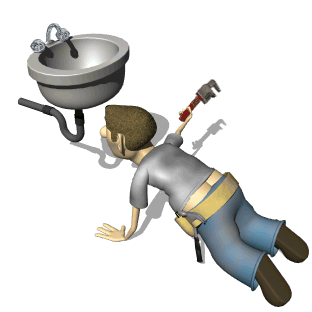 GIF animado (71950) Fontanero arreglando un lavabo
