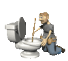 GIF animado (71956) Fontanero desatascando un inodoro