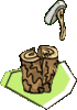 GIF animado (61873) Hacha cortando tronco