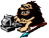 GIF animado (70515) Hombre prehistorico ordenador
