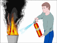 GIF animado (64978) Hombre usando extintor