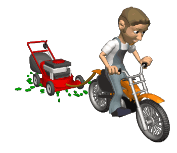 GIF animado (72050) Jardinero cortando el cesped en moto