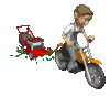 GIF animado (72050) Jardinero cortando el cesped en moto