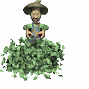 Imagen GIF de Jardinero podando los arbustos animado