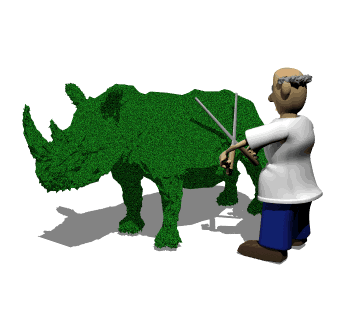 GIF animado (72061) Jardinero podando un rinoceronte