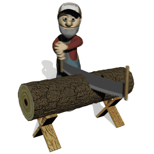 GIF animado (72118) Lenador serrando un tronco