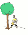 GIF animado (72119) Lenador talando un arbol