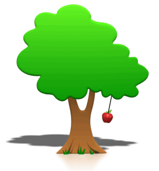 GIF animado (73269) Manzana colgando arbol