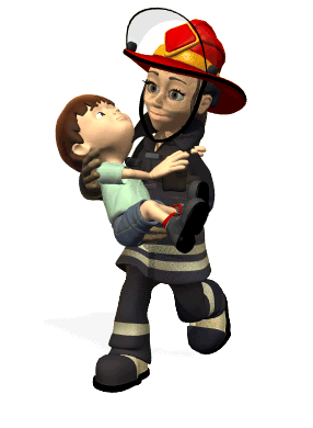 GIF animado (71522) Mujer bombero rescatando a una nina