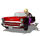 GIF animado (70721) Mujer limpiando coche rojo