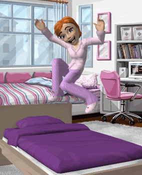 GIF animado (65697) Mujer pijama saltando cama