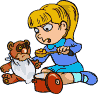 GIF animado (71072) Nina jugando oso peluche