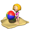 GIF animado (64504) Nina jugando pelota playa