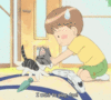 GIF animado (64713) Nino gato tren electrico