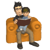 GIF animado (70932) Padre leyendo hijo