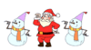 GIF animado (60818) Papa noel munecos nieve bailando